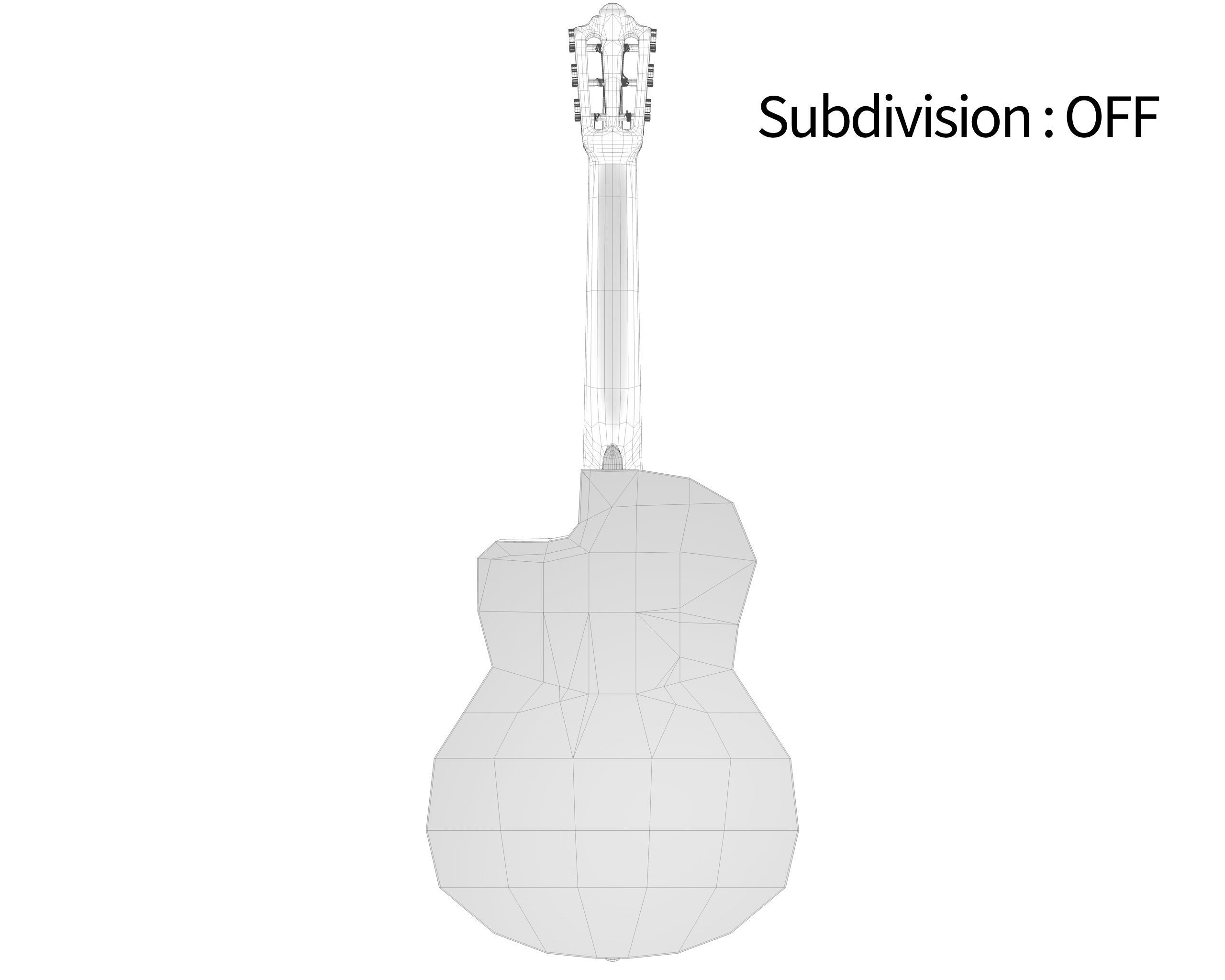 Black Classic Guitar Low-poly 3D model_18