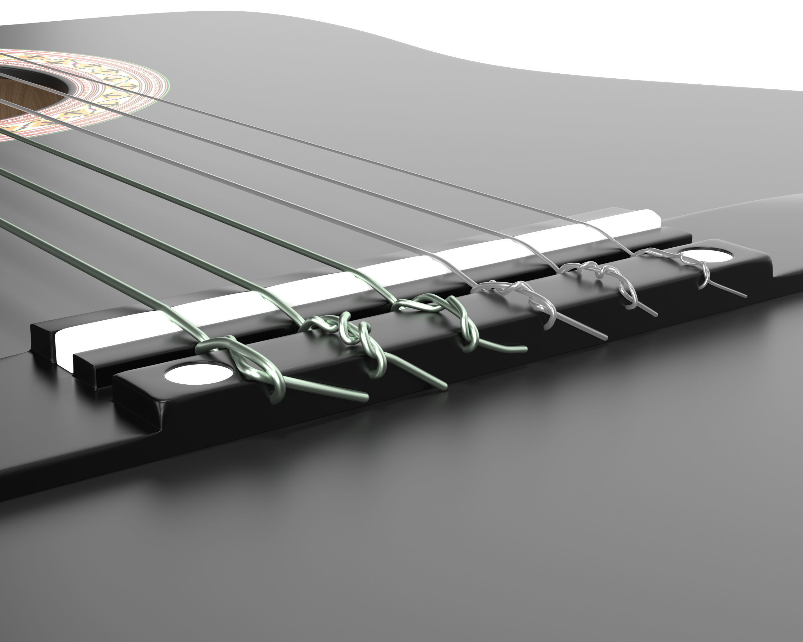 Black Classic Guitar Low-poly 3D model_11