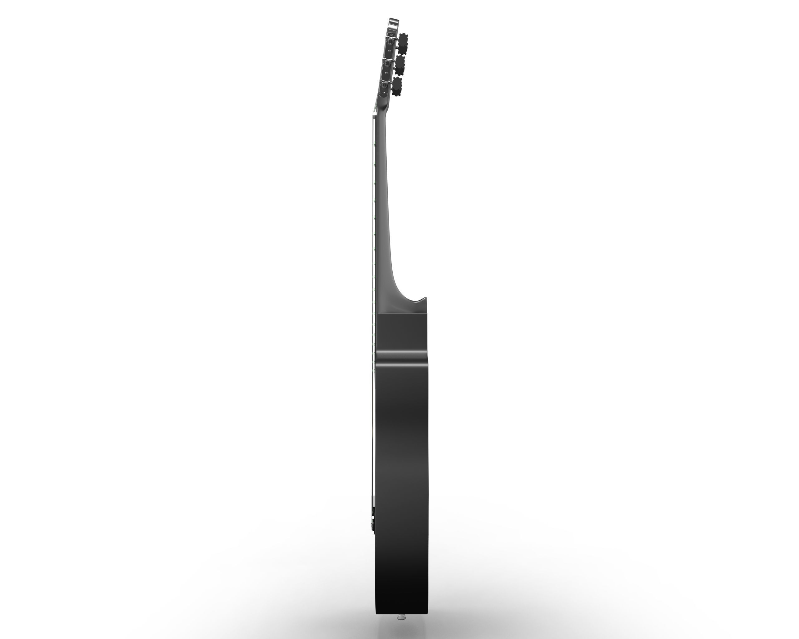 Black Classic Guitar Low-poly 3D model_3