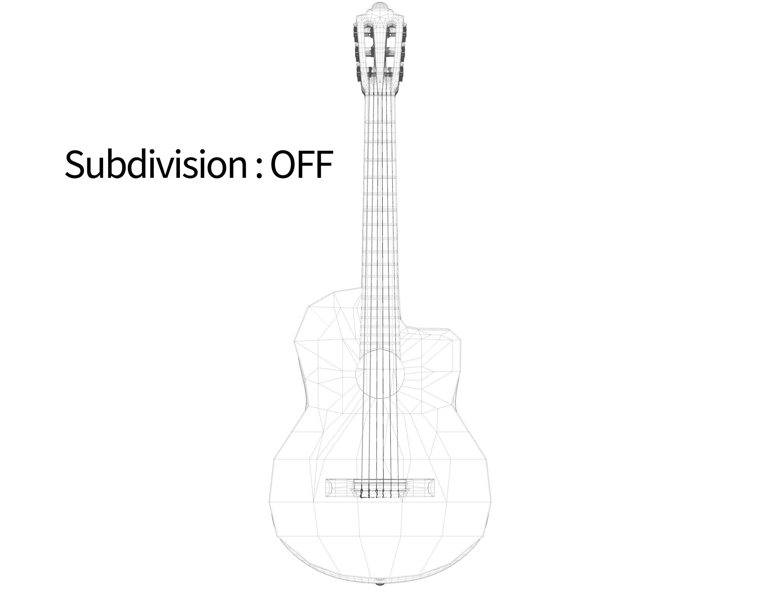 Black Classic Guitar Low-poly 3D model_12