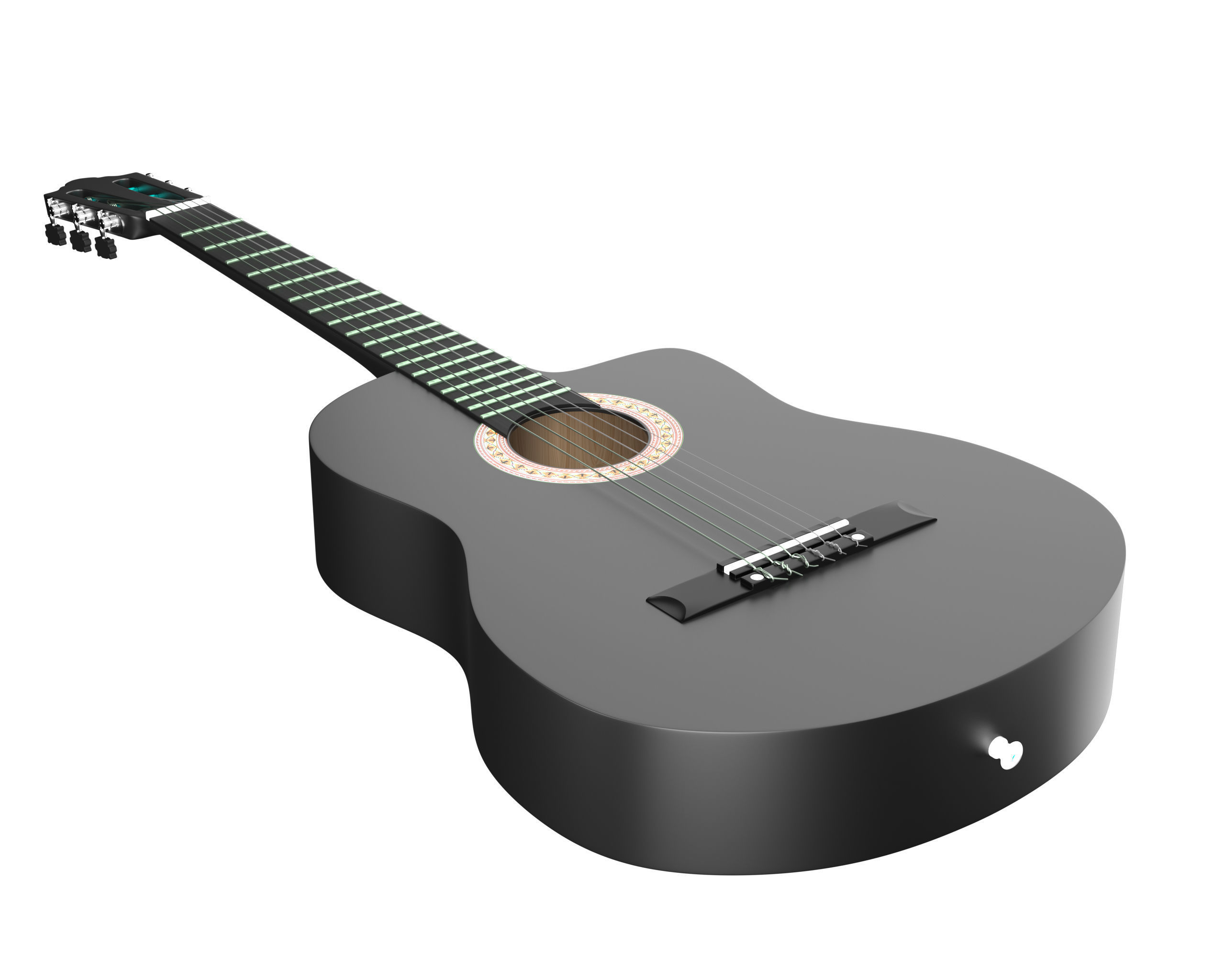 Black Classic Guitar Low-poly 3D model_6
