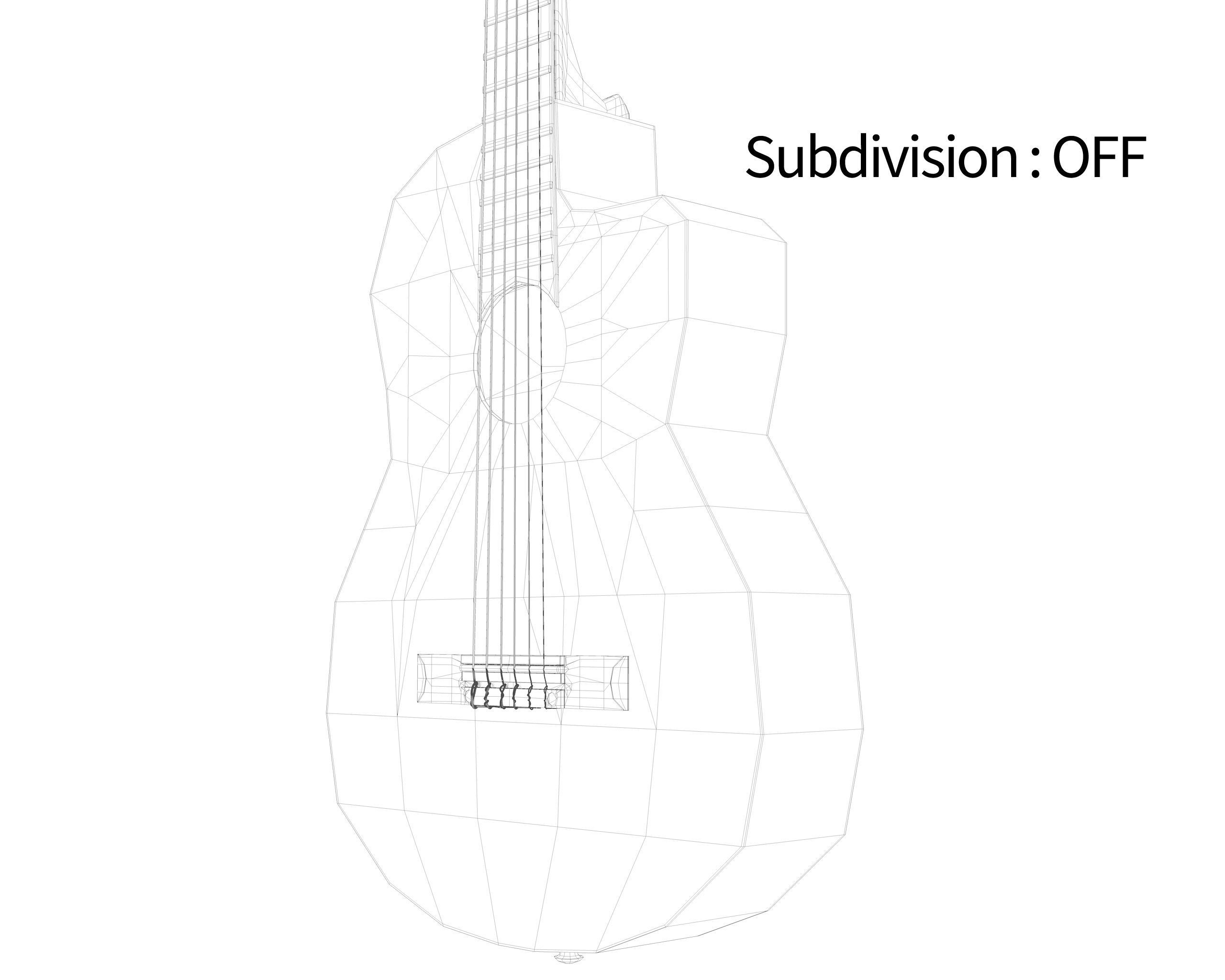 Black Classic Guitar Low-poly 3D model_36