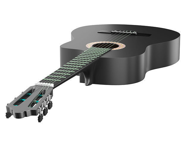 Black Classic Guitar Low-poly 3D model
