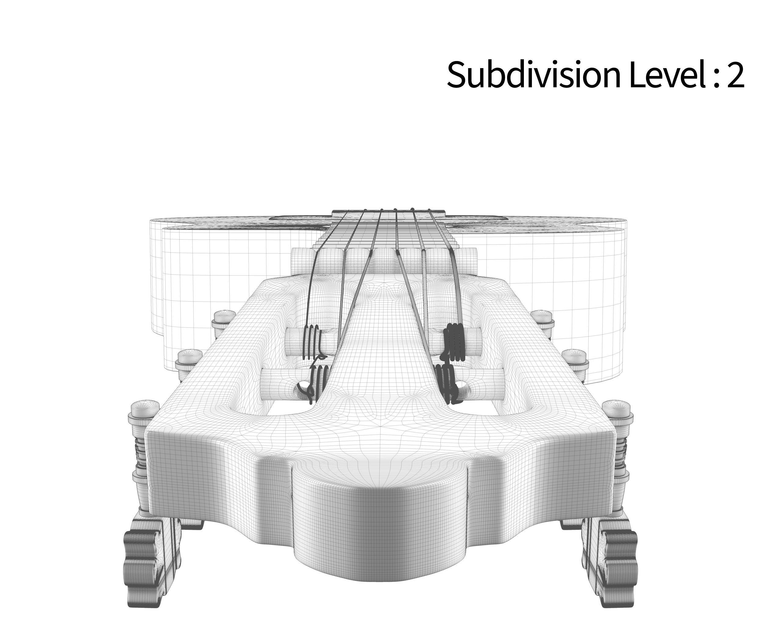 Black Classic Guitar Low-poly 3D model_34