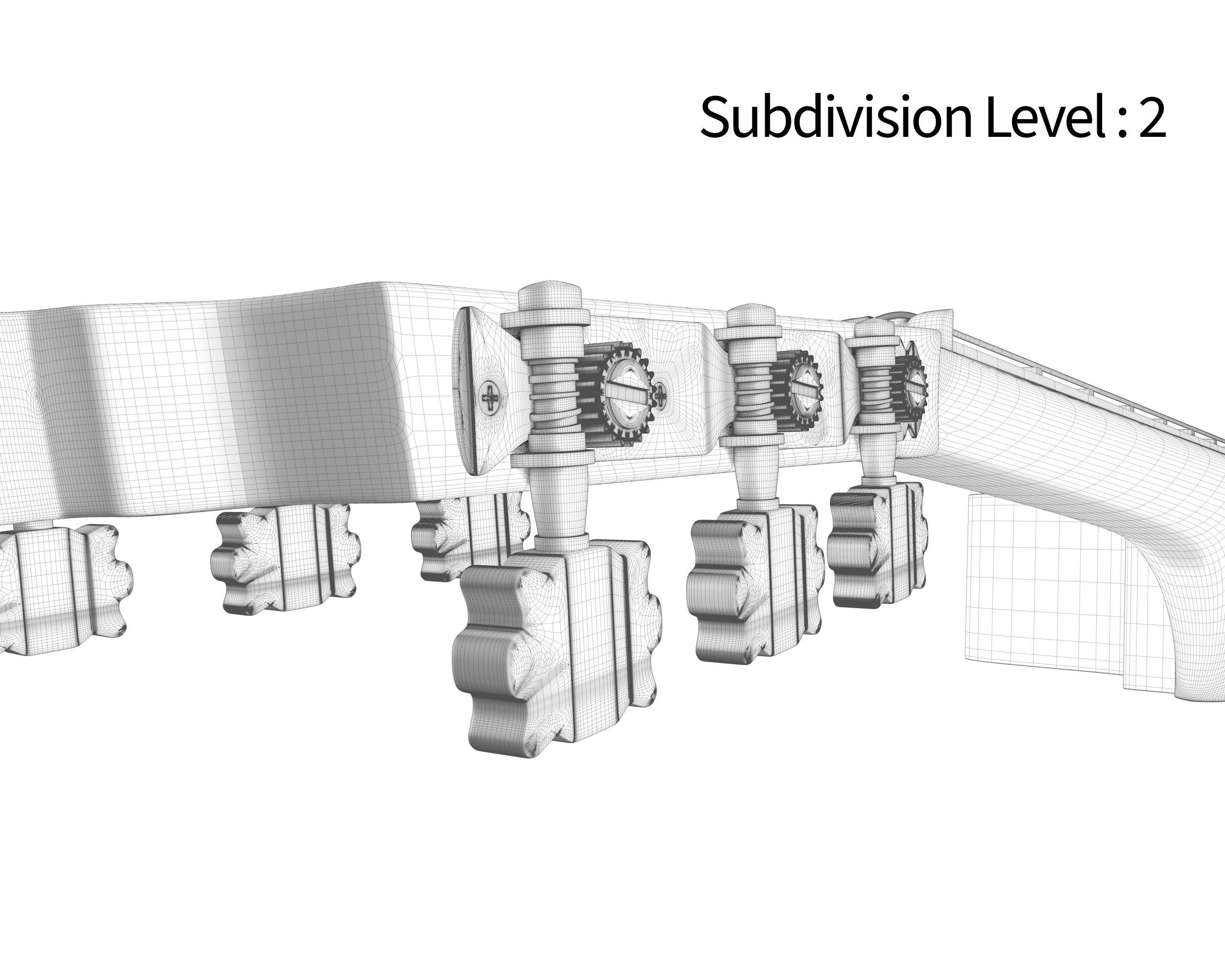 Black Classic Guitar Low-poly 3D model_28