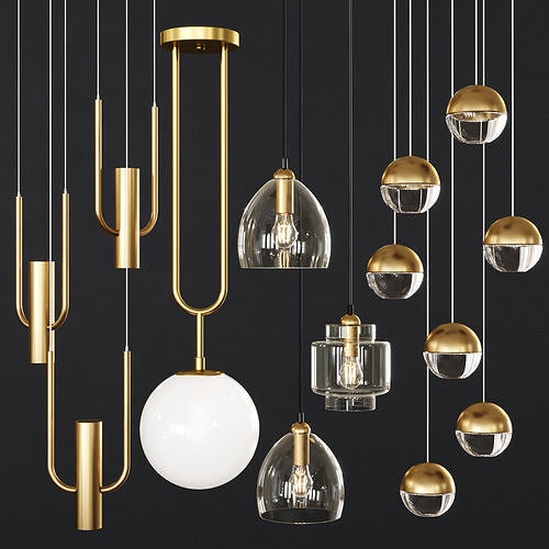 Pendant lights set 043 3D model