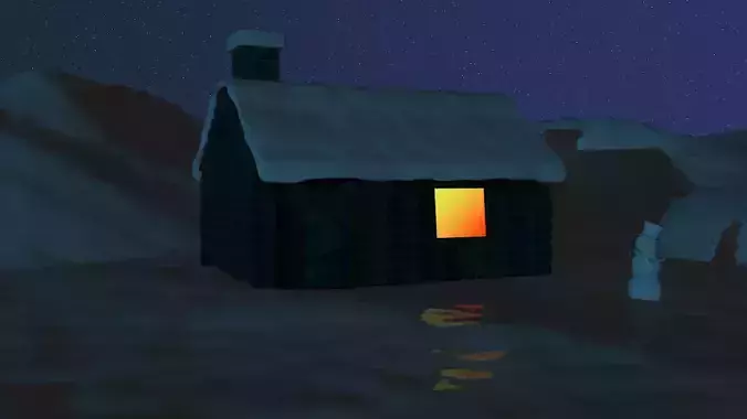 snow home with snow man 