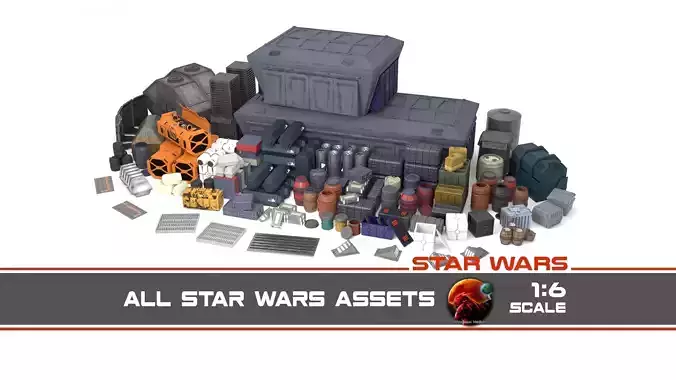All Star Wars Assets 1-6 scale Hottoys 3D Model Collection