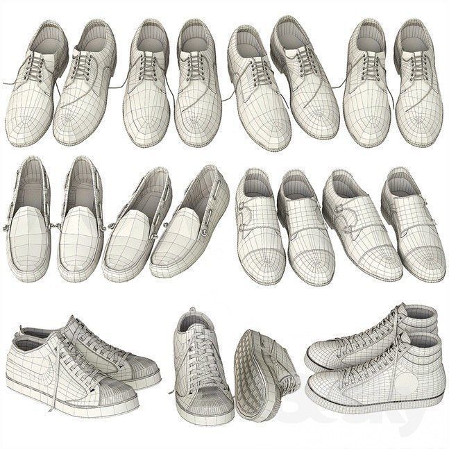 Big set of shoes 3D model_4