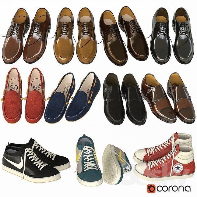 Big set of shoes 3D model_2