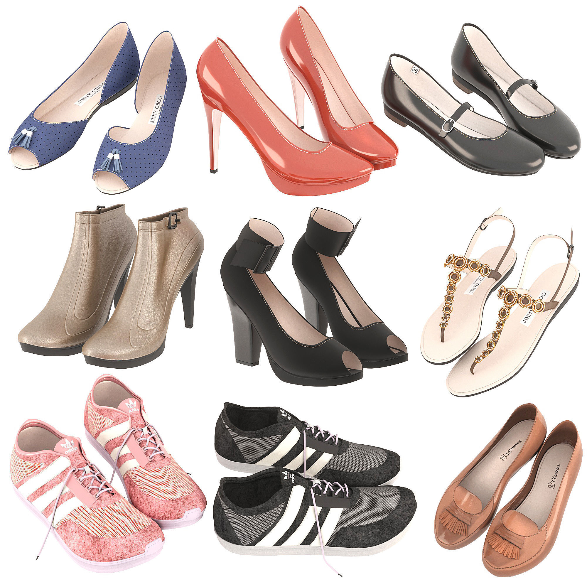 Big set of shoes 3D model_3
