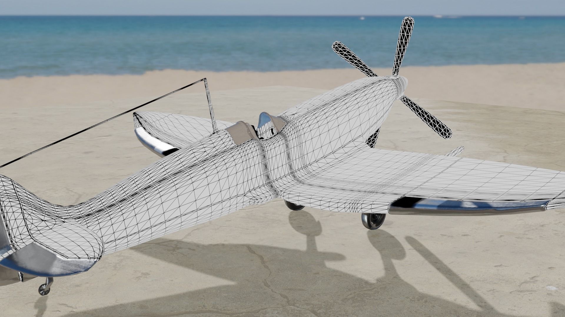 Spitfire Hf mk VII Game and Subdivision ready Free low-poly 3D model_11