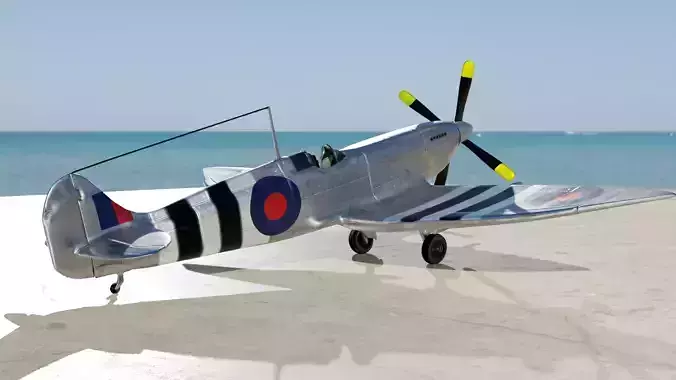 Spitfire Hf mk VII Game and Subdivision ready Free low-poly 3D model