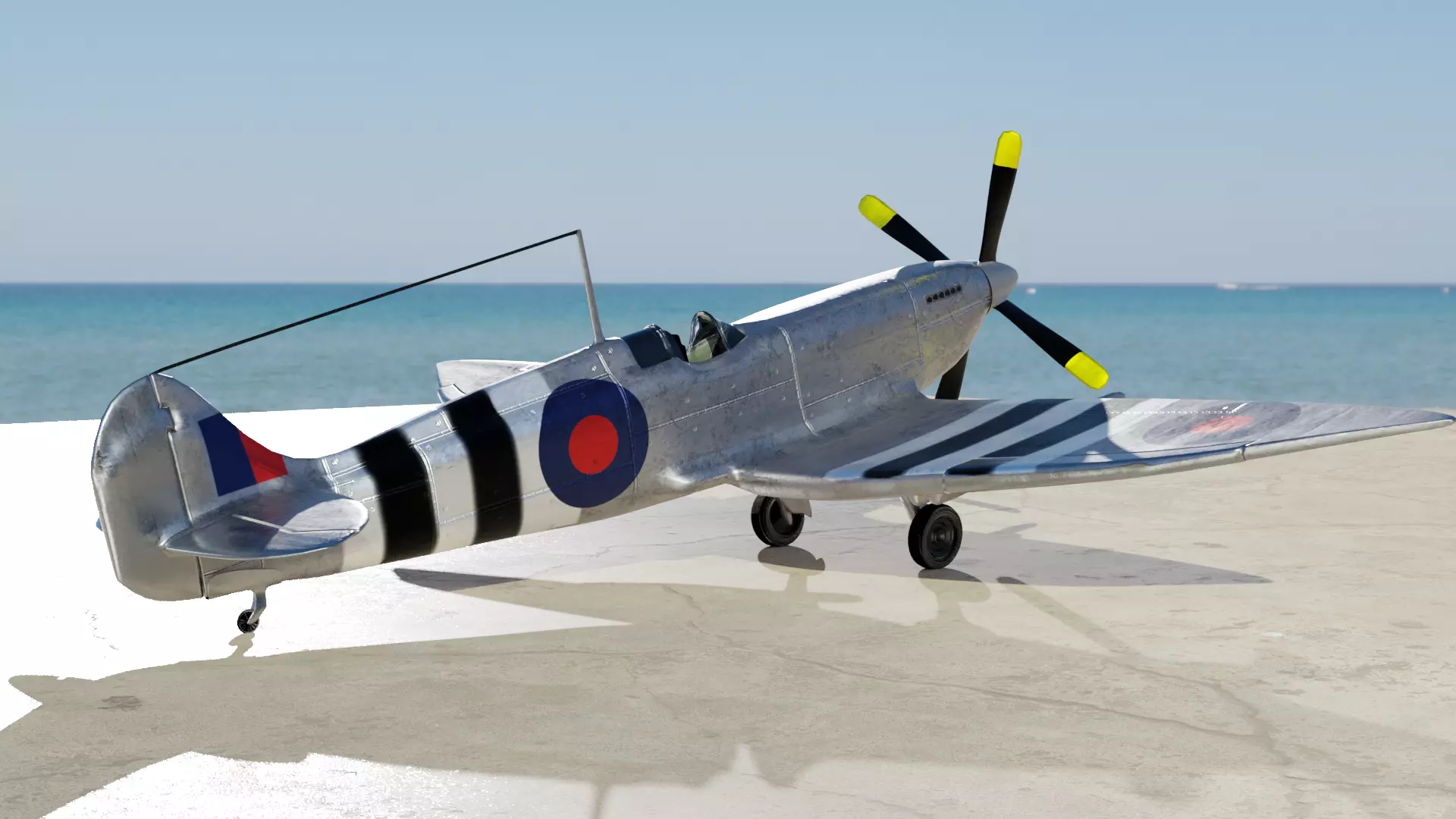 Spitfire Hf mk VII Game and Subdivision ready Free low-poly 3D model_0