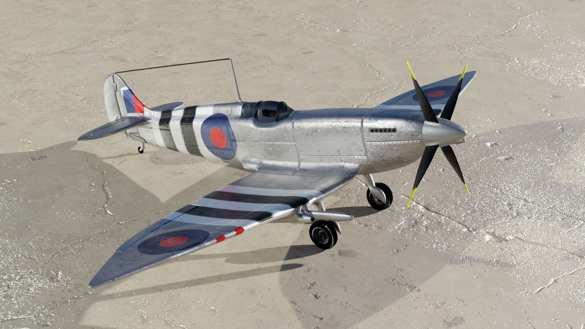 Spitfire Hf mk VII Game and Subdivision ready Free low-poly 3D model_3