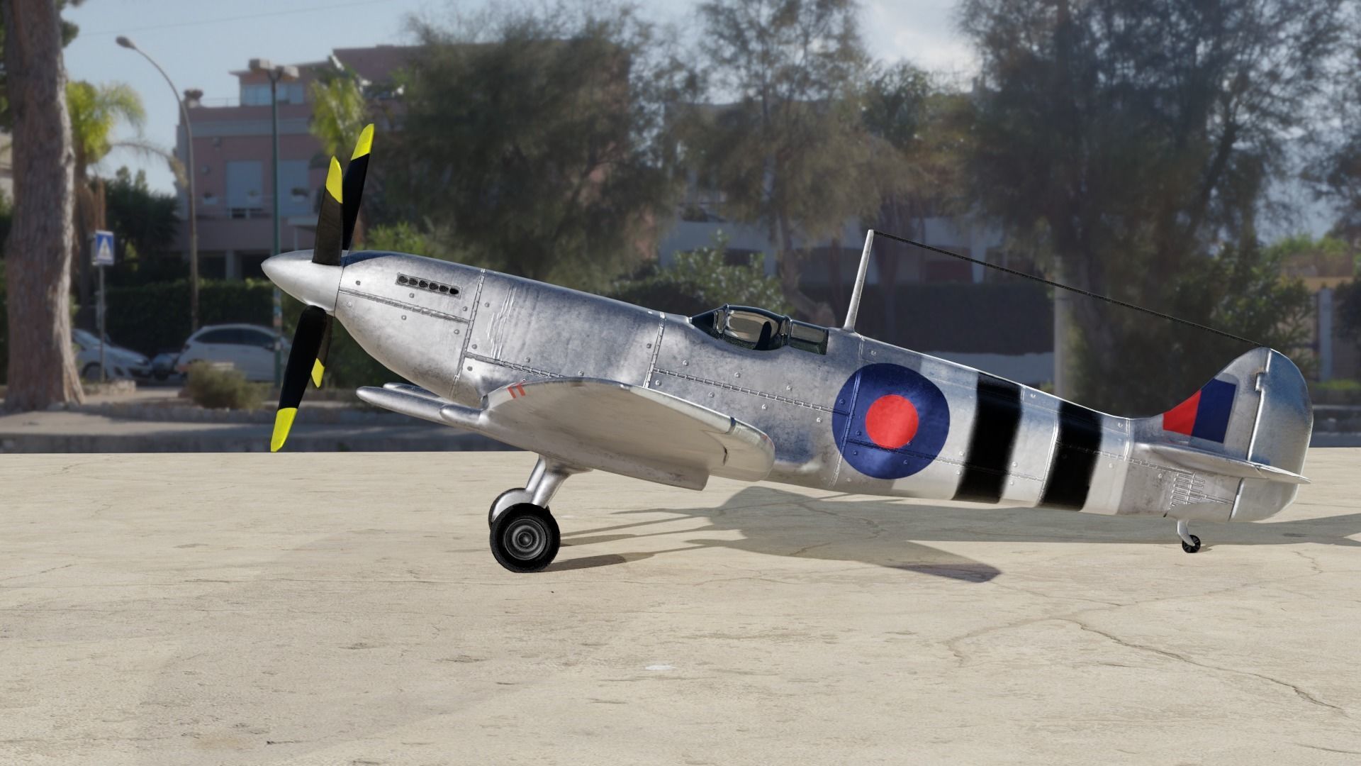 Spitfire Hf mk VII Game and Subdivision ready Free low-poly 3D model_7