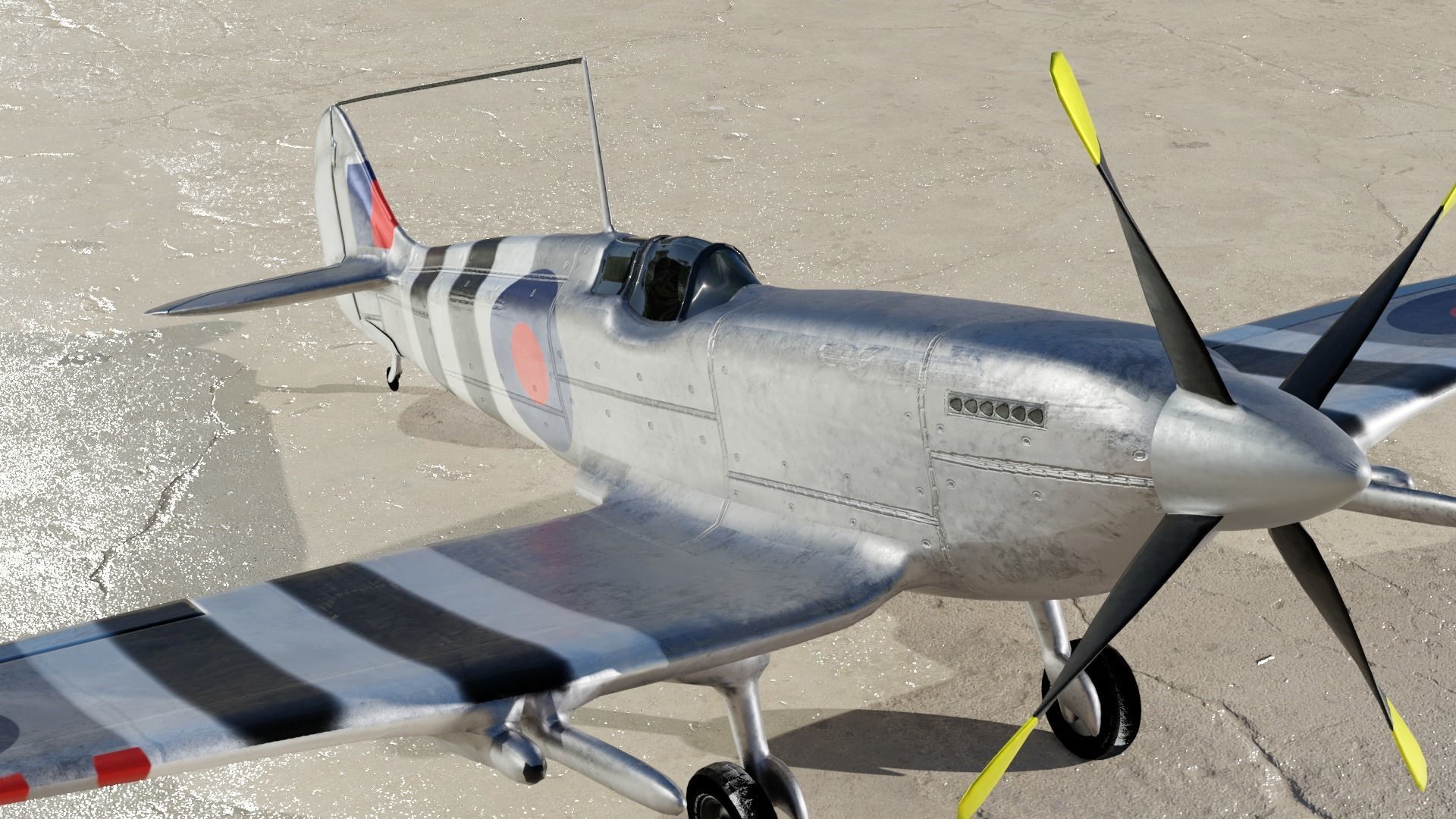 Spitfire Hf mk VII Game and Subdivision ready Free low-poly 3D model_6