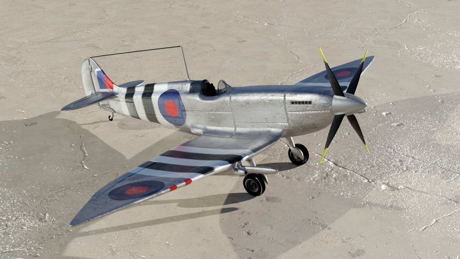 Spitfire Hf mk VII Game and Subdivision ready Free low-poly 3D model_4