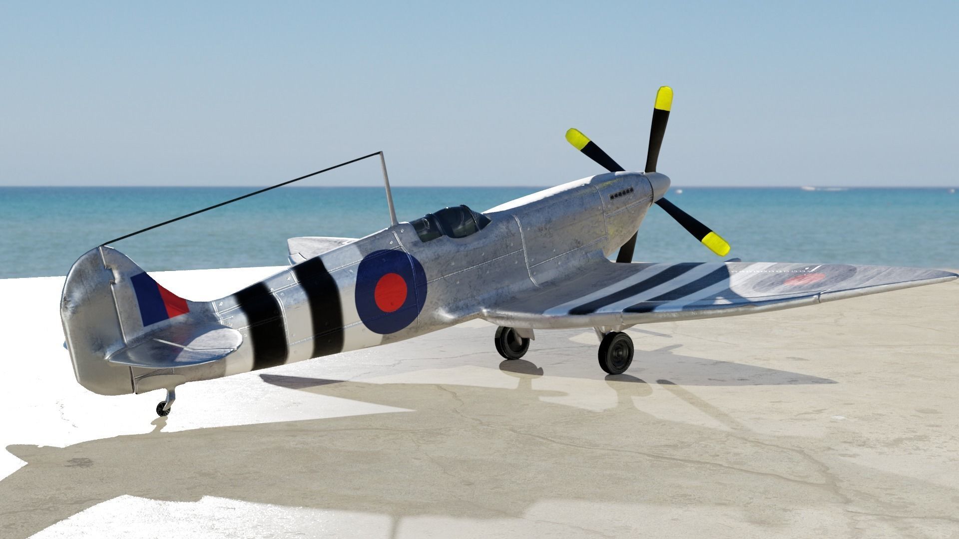 Spitfire Hf mk VII Game and Subdivision ready Free low-poly 3D model_2