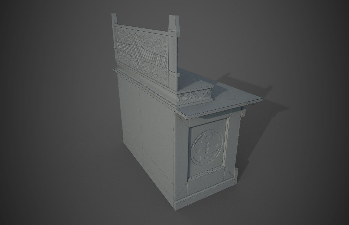Altar wooden table with carvings Low-poly 3D model_7