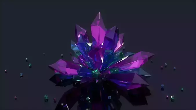 Crystals Low-poly 3D model
