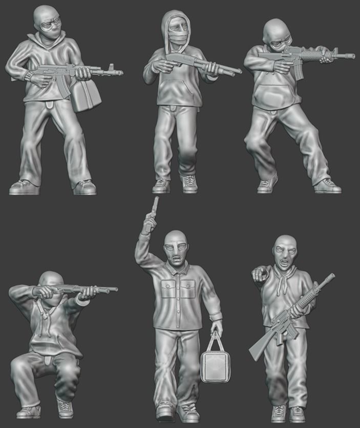 Robbers - 28mm wargaming miniatures 3D print model_0