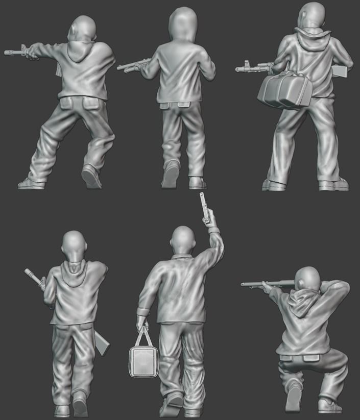 Robbers - 28mm wargaming miniatures 3D print model_1