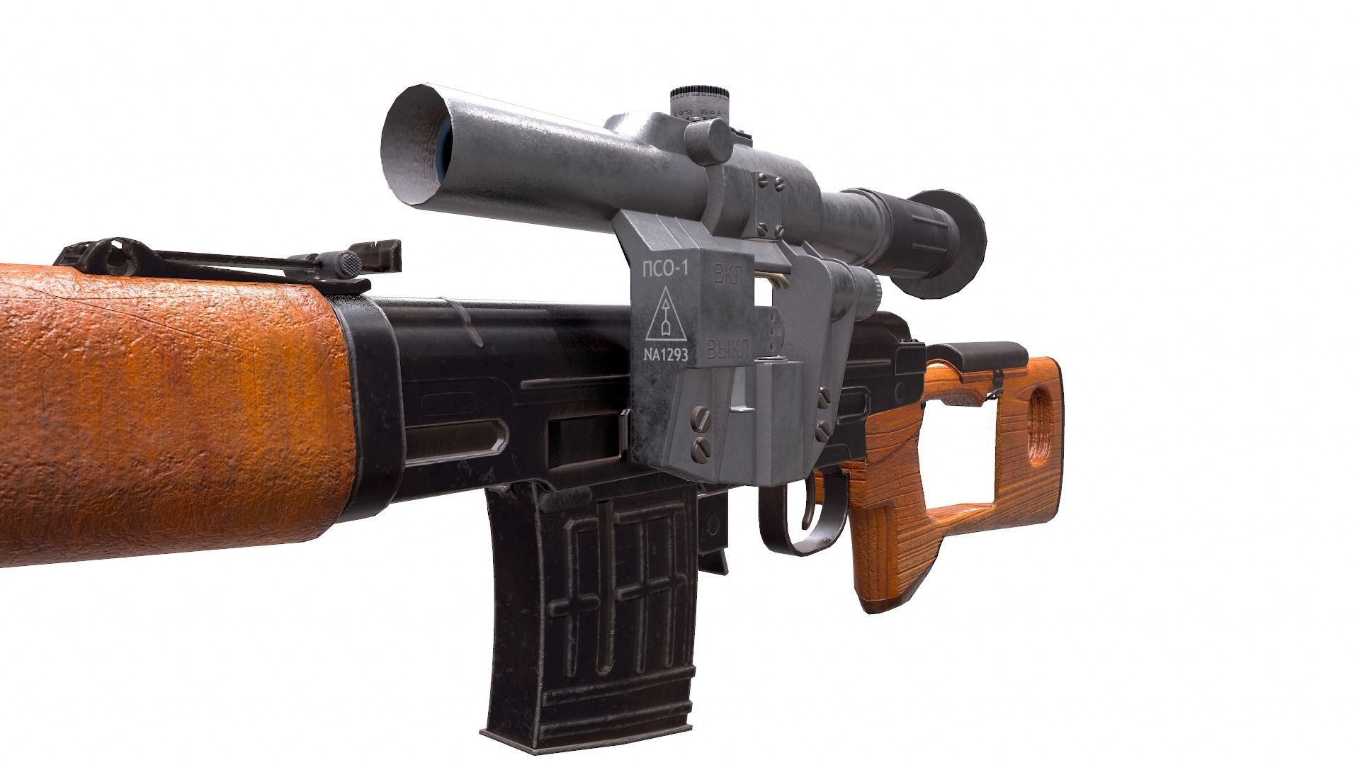 SVD Dragunov sniper rifle Game ready low-poly Low-poly 3D model_7