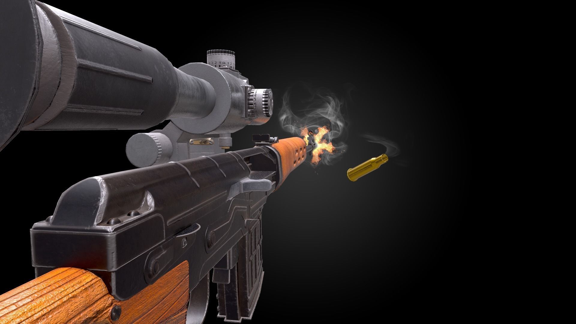 SVD Dragunov sniper rifle Game ready low-poly Low-poly 3D model_8