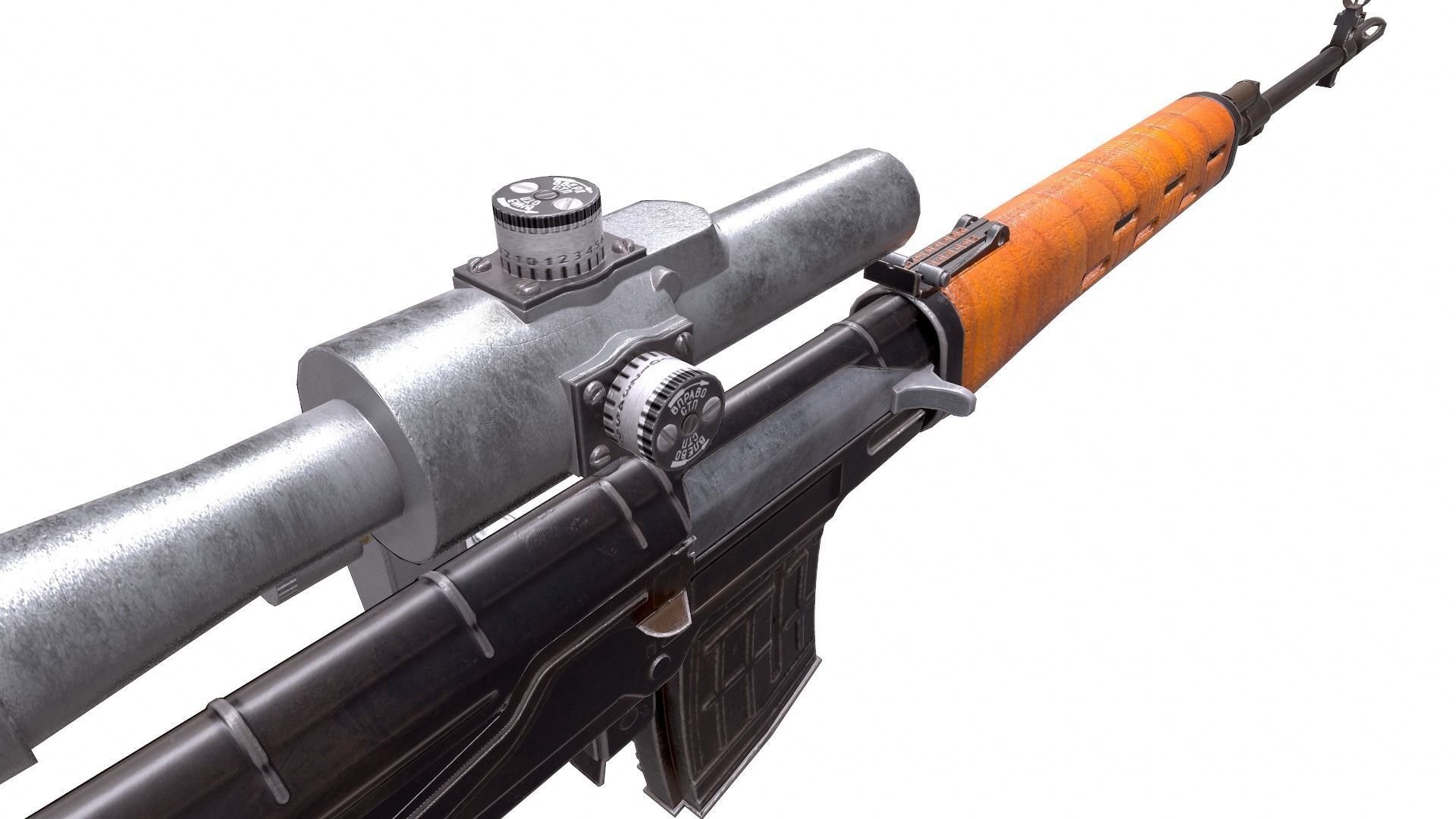 SVD Dragunov sniper rifle Game ready low-poly Low-poly 3D model_6