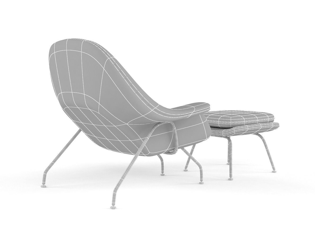 Womb Chair and Ottoman 3D model_7