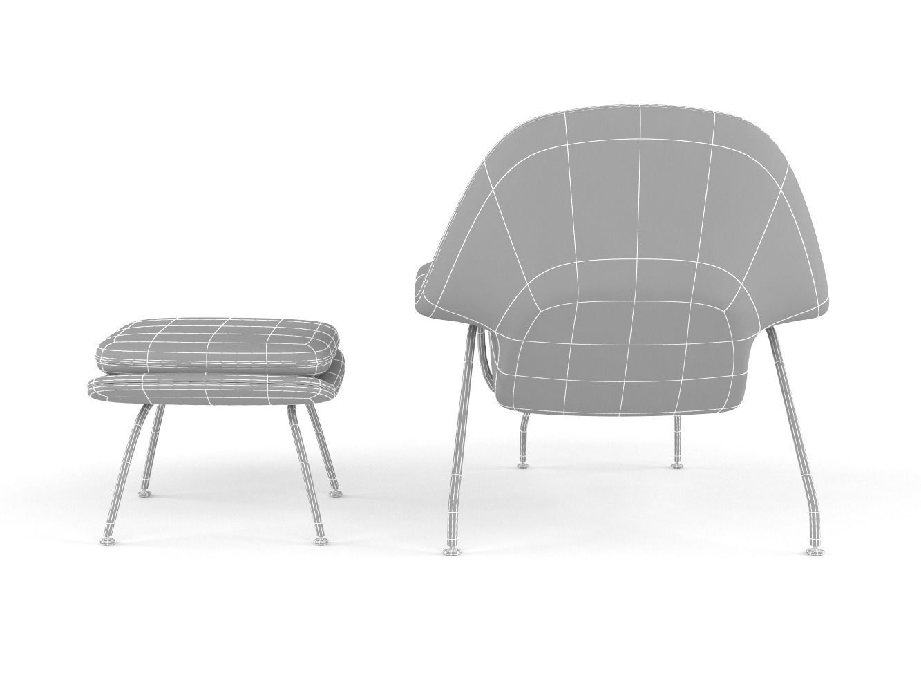 Womb Chair and Ottoman 3D model_9