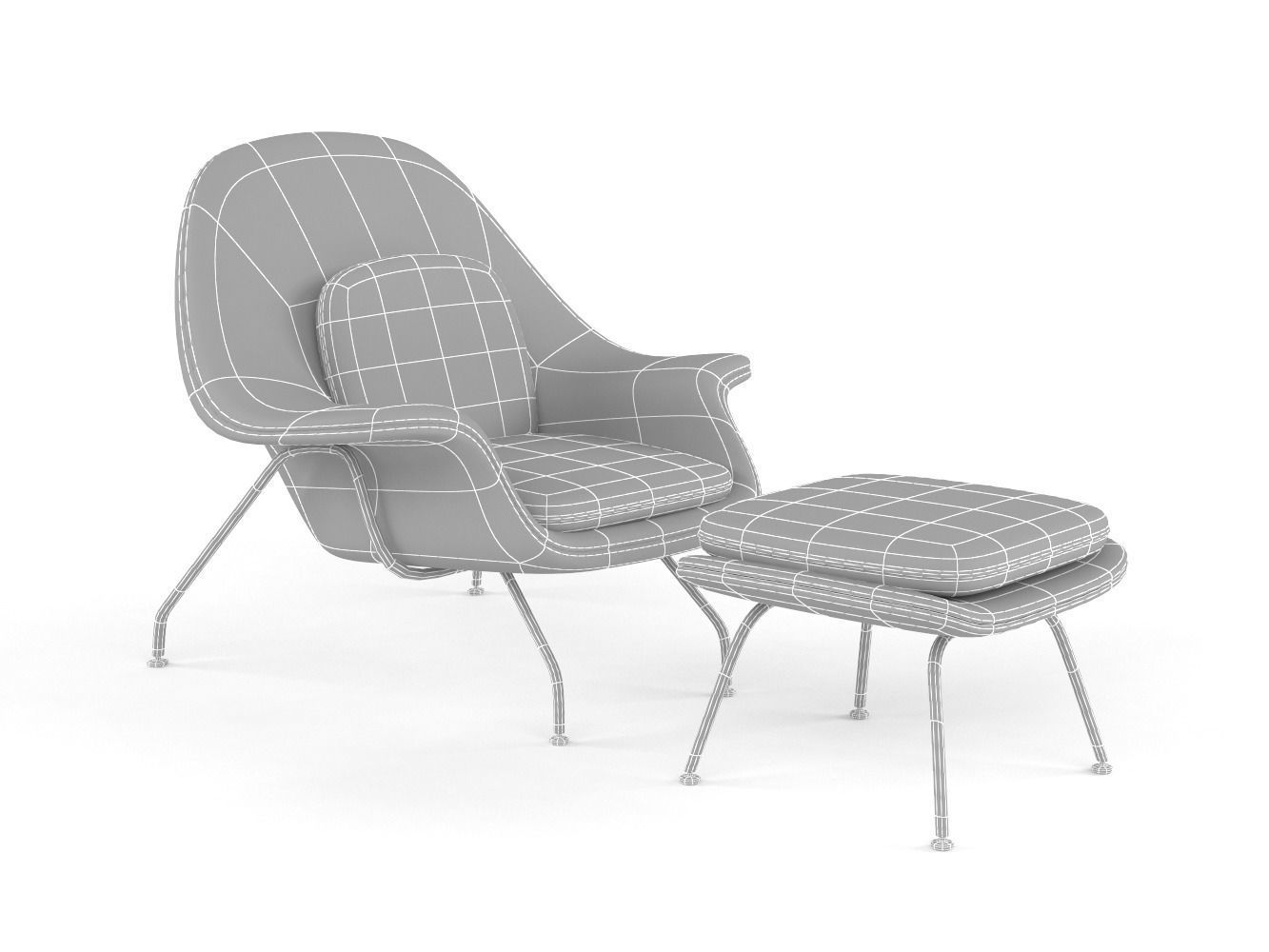 Womb Chair and Ottoman 3D model_6