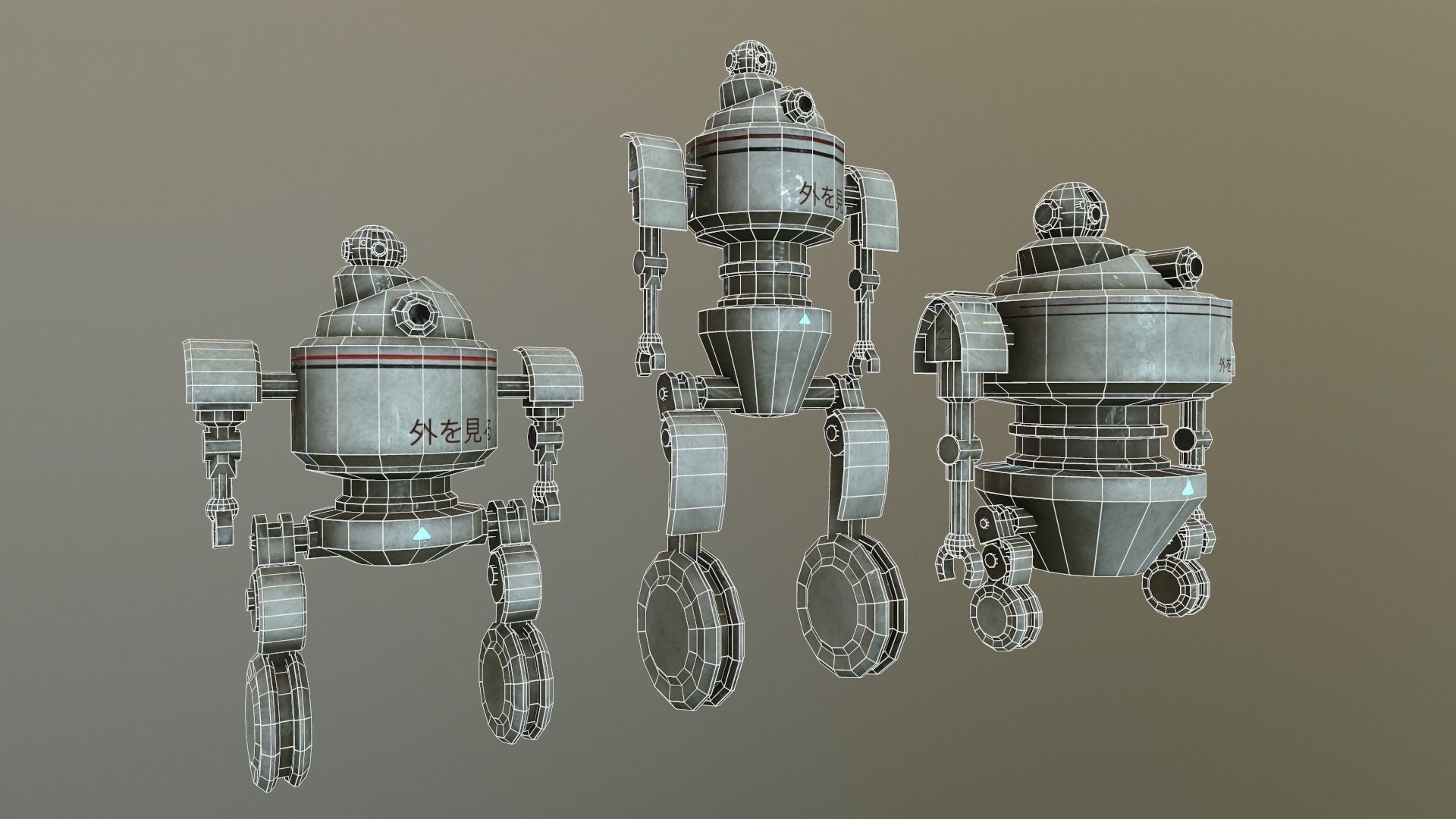 Observer 3 Robot Modelling Low-poly 3D model_2