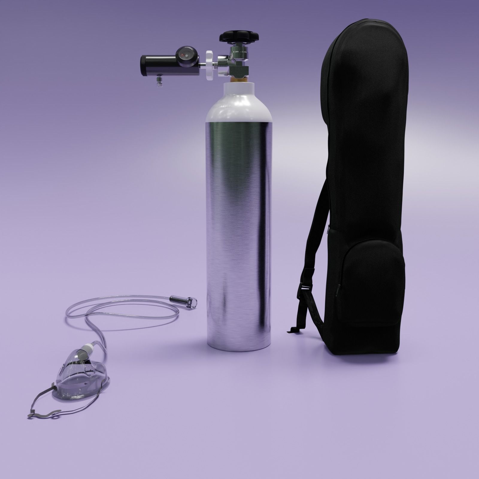 Portable Oxygen Cylinder Kit 3D model CGTrader