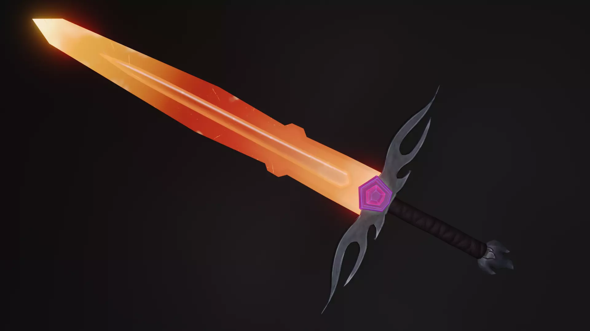 Infernal Flame Sword- Game Ready- Stylized Hand Painted Textures Low-poly 3D model