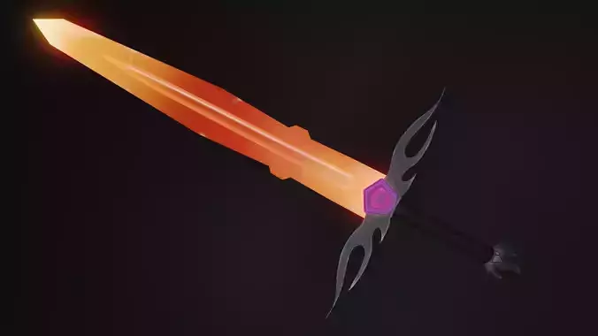 Infernal Flame Sword- Game Ready- Stylized Hand Painted Textures