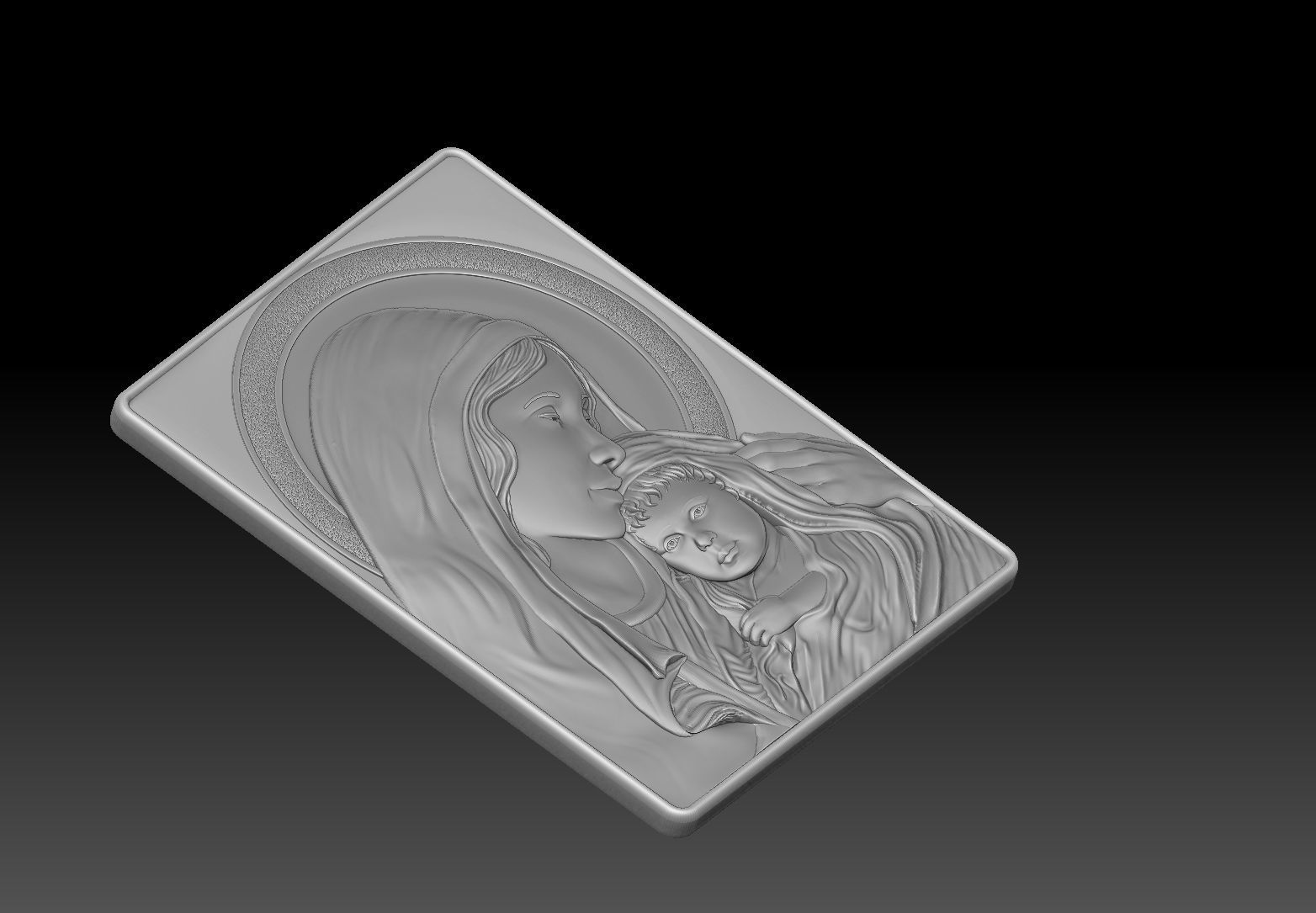 madonna and jesus  relief  cnc  3D print model_1