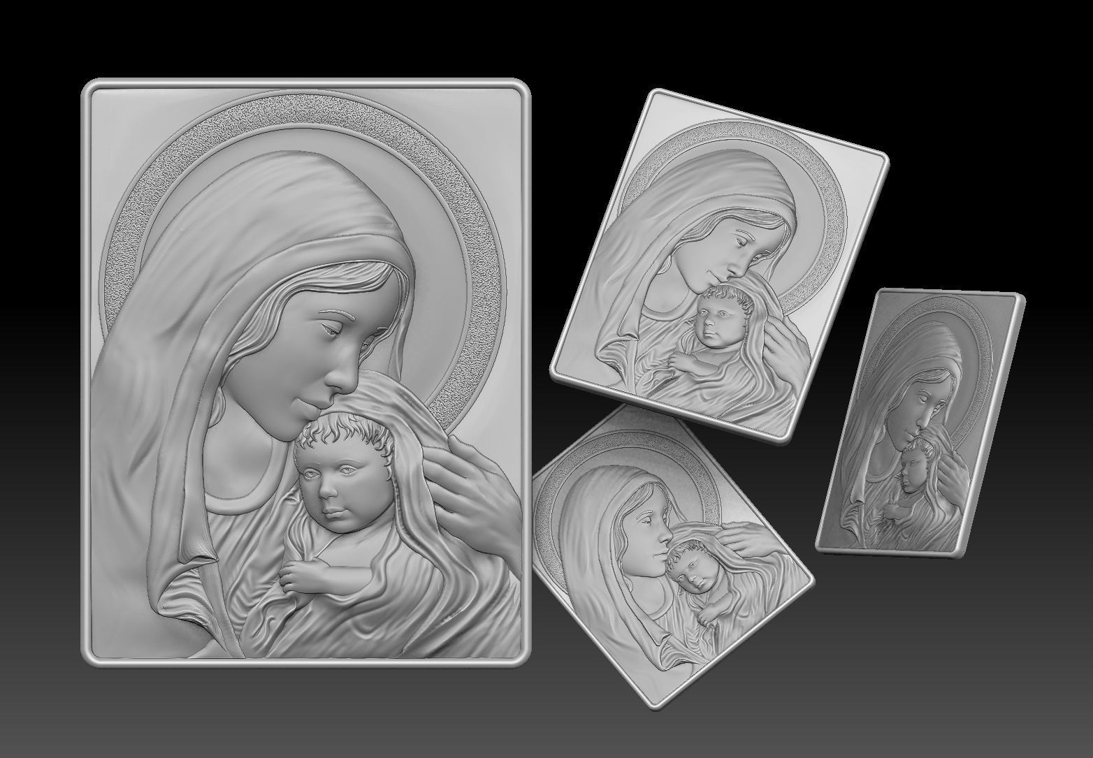 madonna and jesus  relief  cnc  3D print model_6