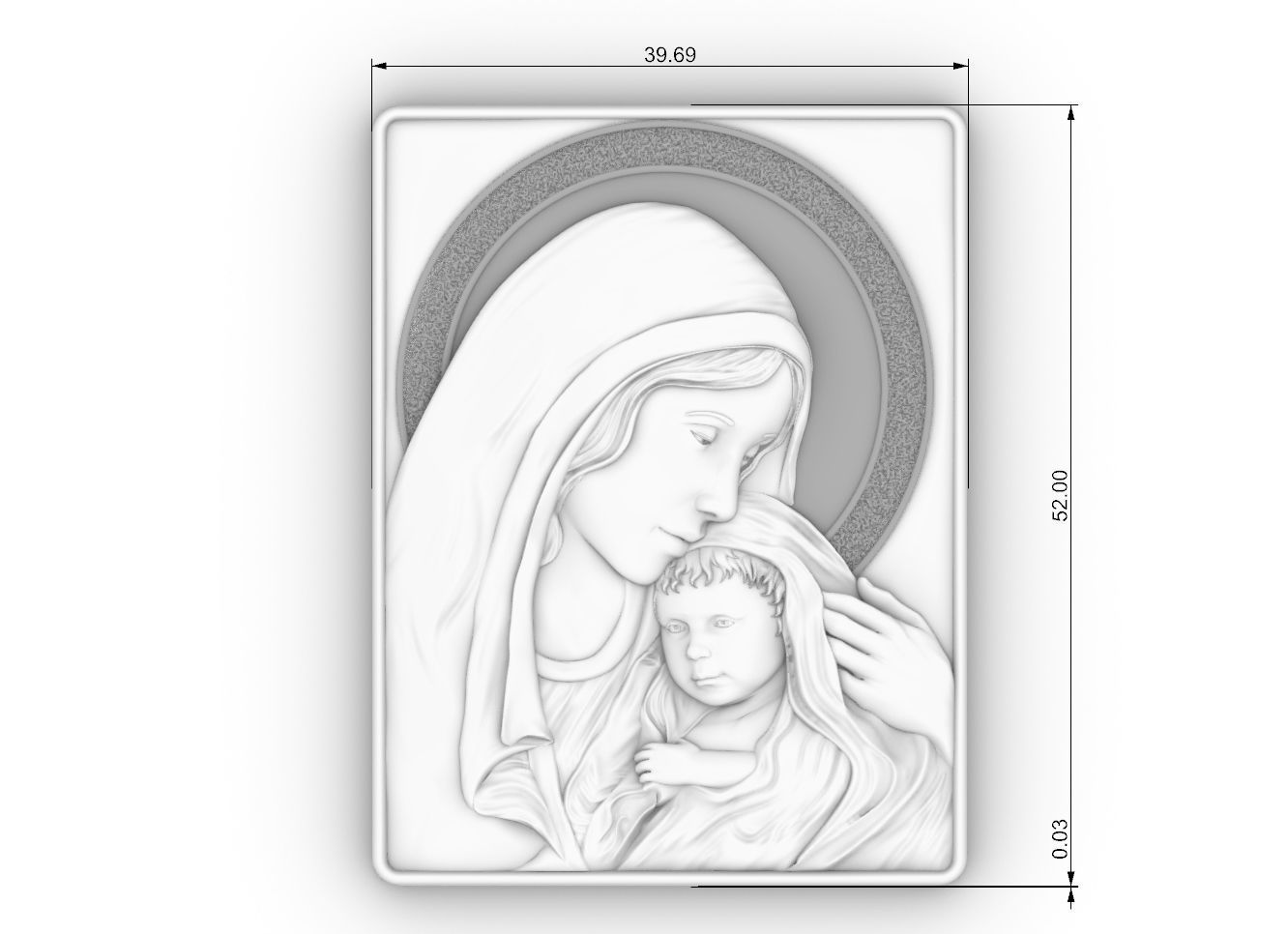 madonna and jesus  relief  cnc  3D print model_4
