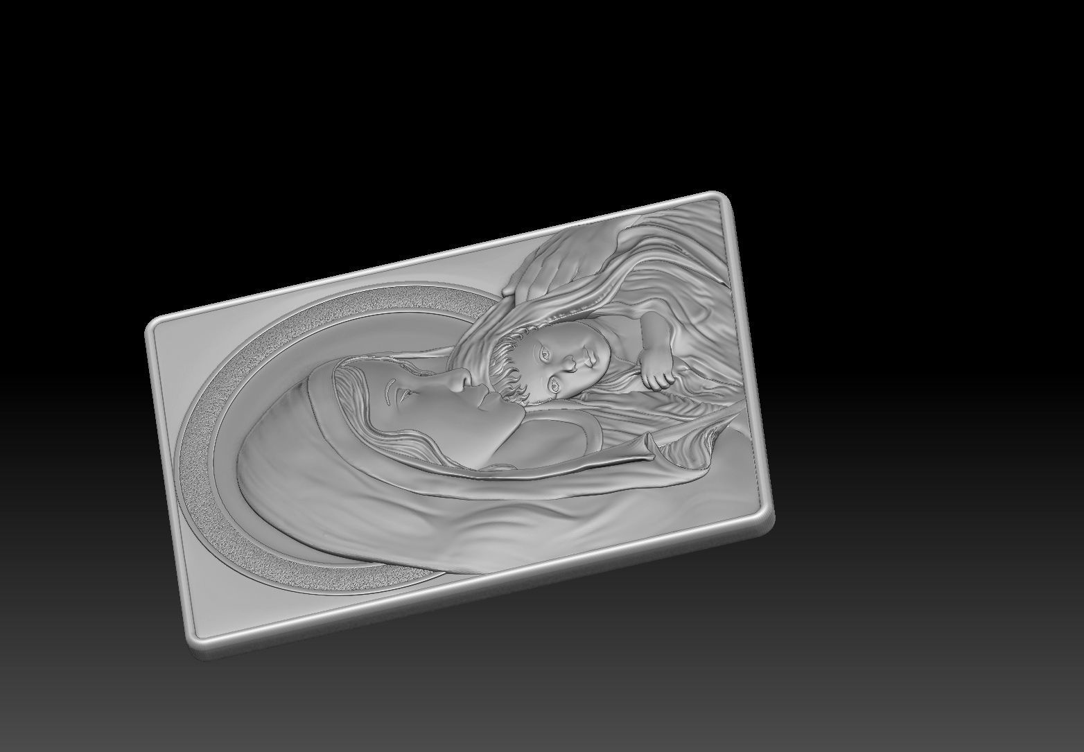 madonna and jesus  relief  cnc  3D print model_7