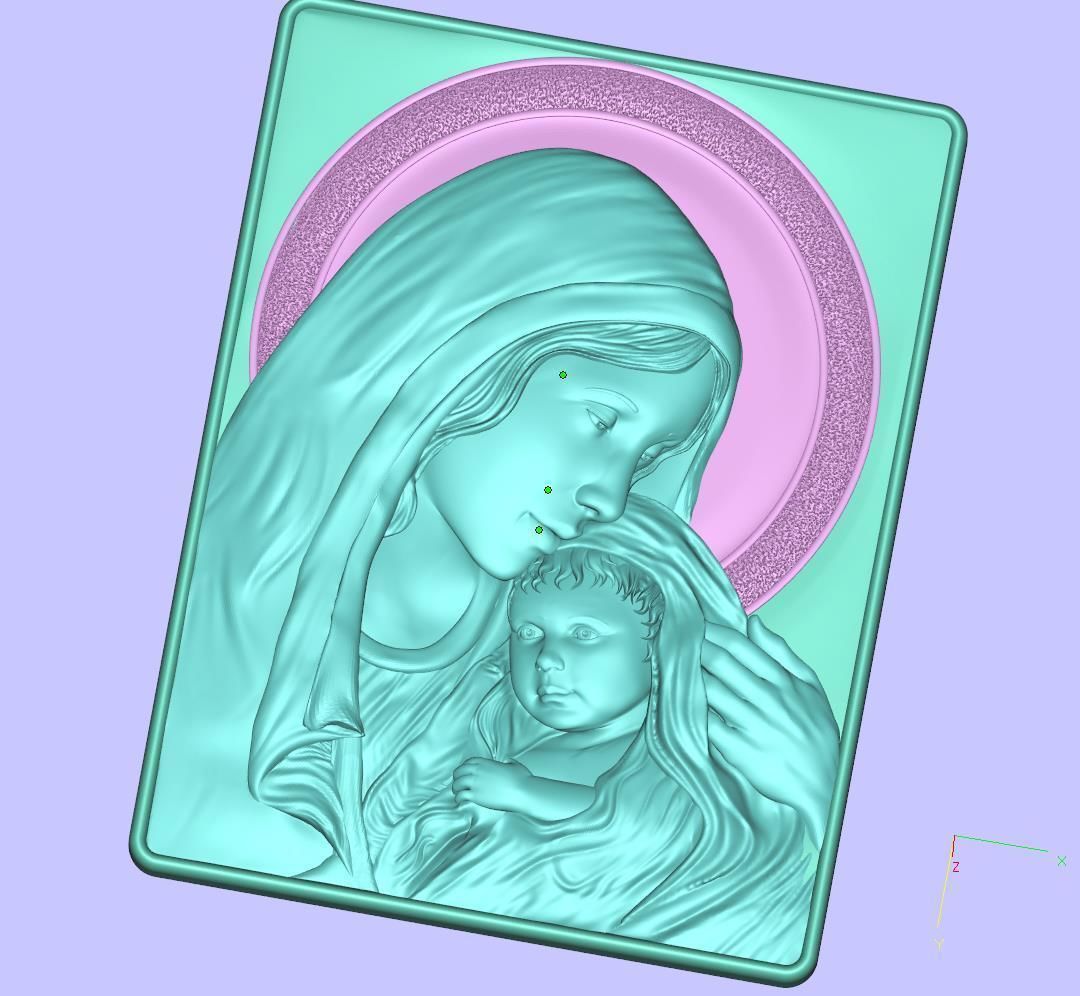 madonna and jesus  relief  cnc  3D print model_9