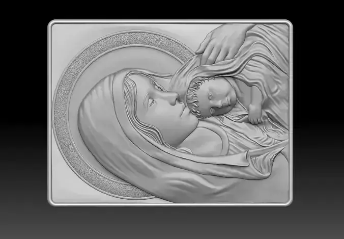 madonna and jesus  relief  cnc 