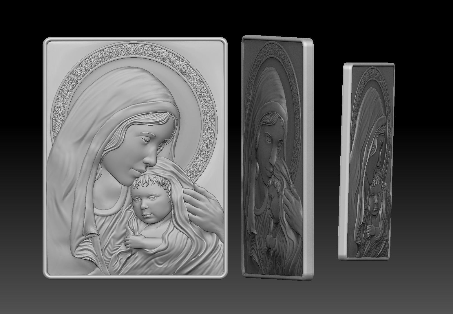 madonna and jesus  relief  cnc  3D print model_2