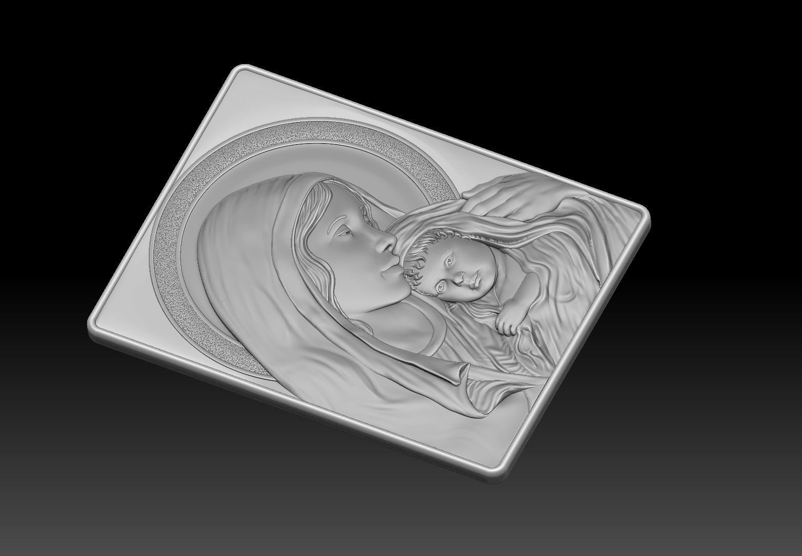 madonna and jesus  relief  cnc  3D print model_8