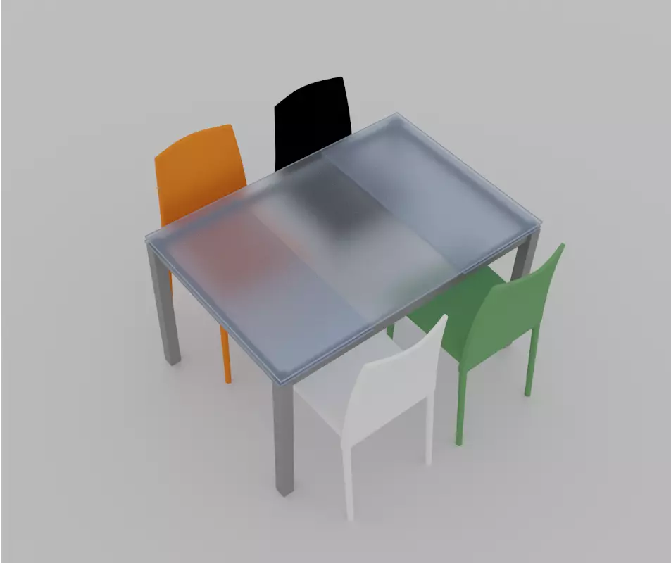 dining set four chairs and table Free 3D model