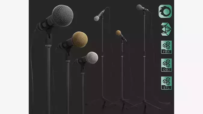 Concert microphone with stand  3D model