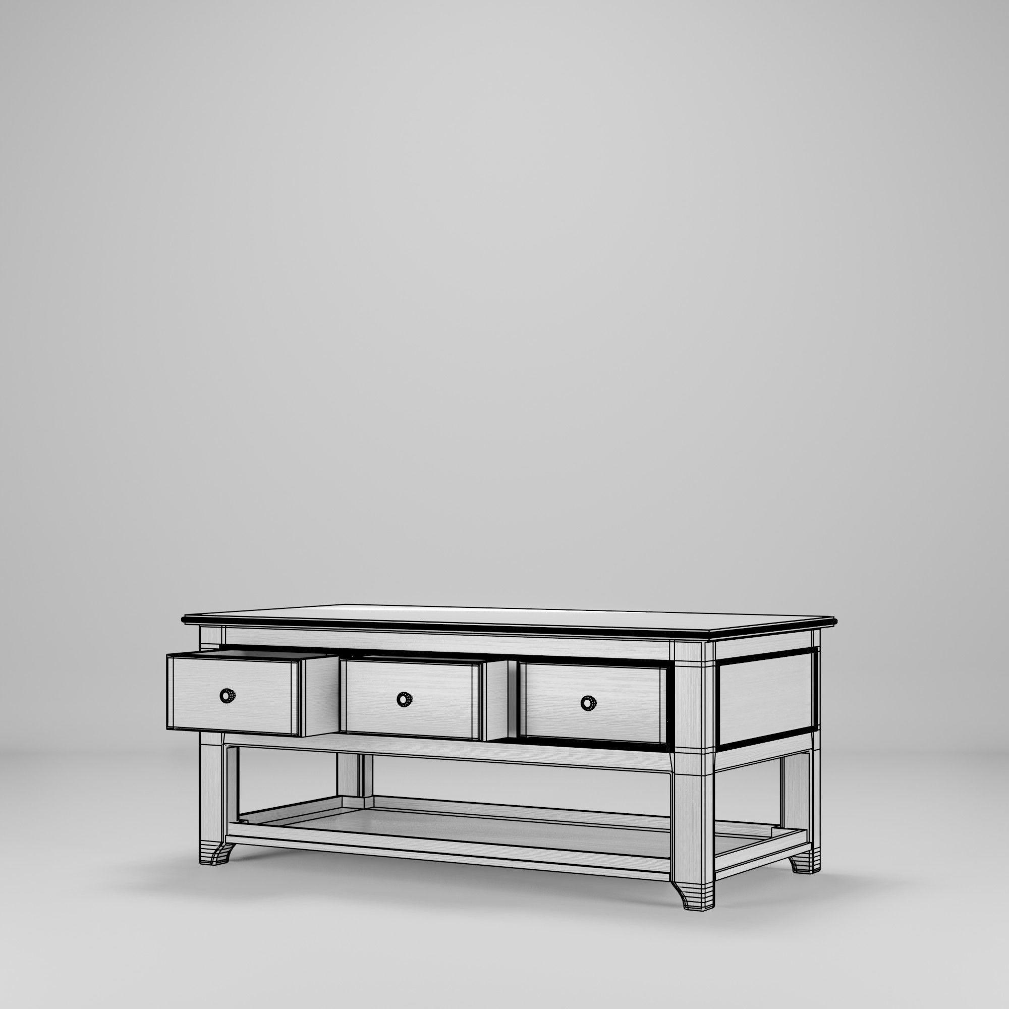 Wood Table 120 x 60 x 50  Low-poly 3D model_5