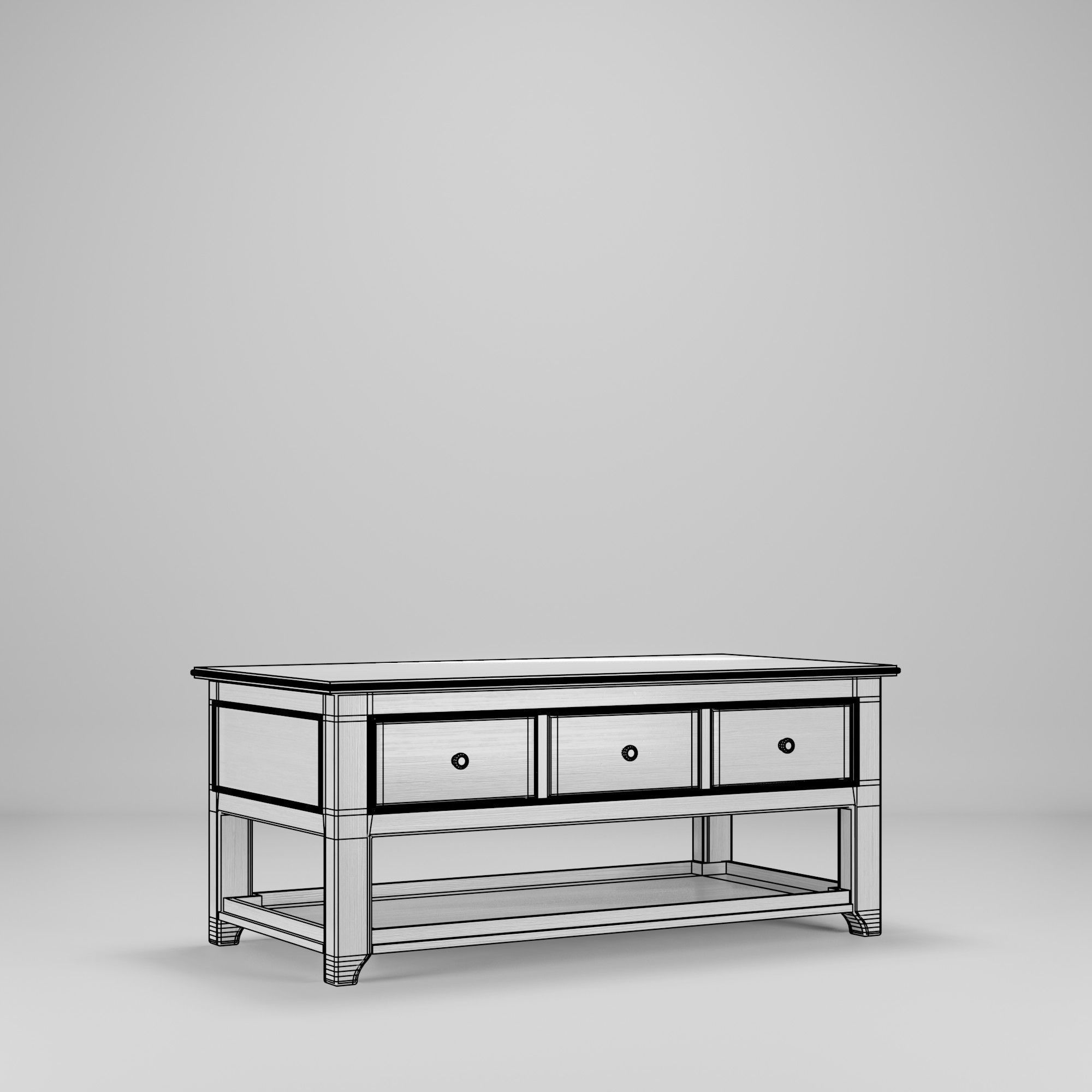 Wood Table 120 x 60 x 50  Low-poly 3D model_3
