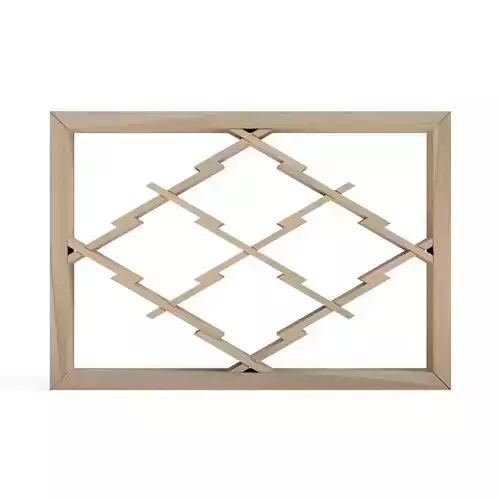 Matsukawabishi wooden frame with pattern of squares and triangles